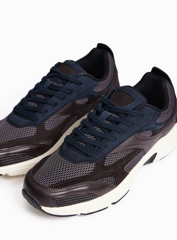 Navy & Brown Multi Panel Jogger Trainers 10